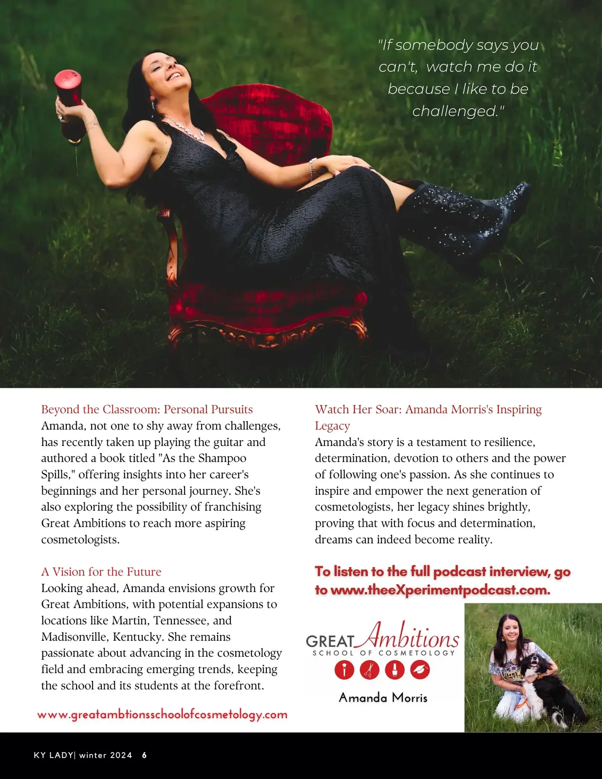 KY Lady Magazine feature, page one — Amanda Morris